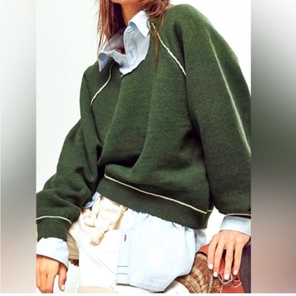 Free People Tops - Free People We The Free Midnight Pullover Sweatshirt Pine Dark Green Size Small